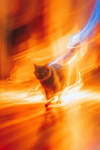Fiery Kinetic Motion style reference image — analog film grain