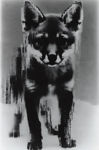 Monochrome Analog Glitch style AI image example 3
