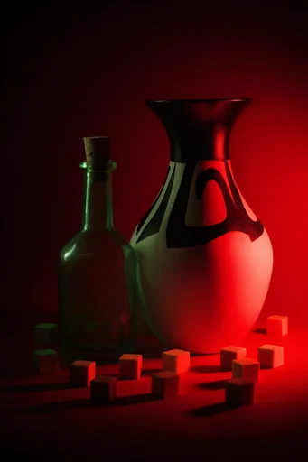 Graphic Chiaroscuro Noir style reference image — saturated gelled lighting