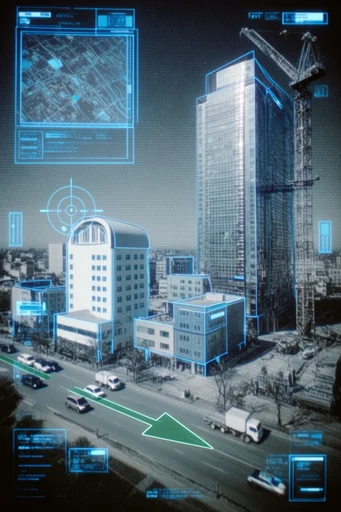 Analytical Cybernetic Surveillance style reference image — cyan HUD overlay