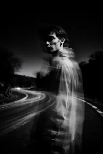 Spectral Kinetic Noir style reference image — low-key noir lighting