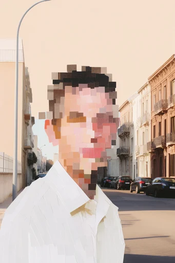 Surrealist Pastel Glitch style reference image — solid colored background