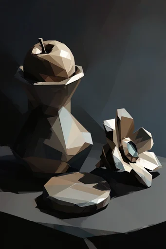 Sculptural Angular Portraits style reference image — angular facial planes