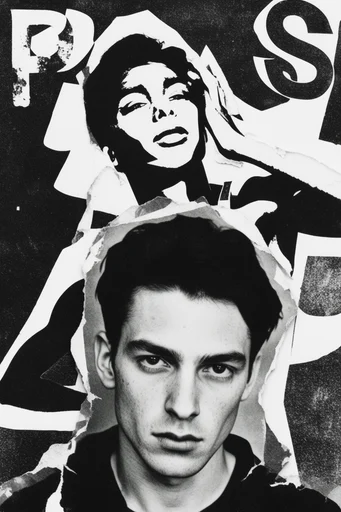 Raw Analog Collage style reference image — deconstructed portrait