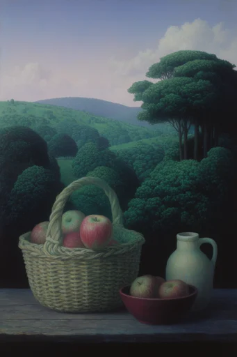 Ethereal Pastoral Surrealism style reference image — nostalgic anime background