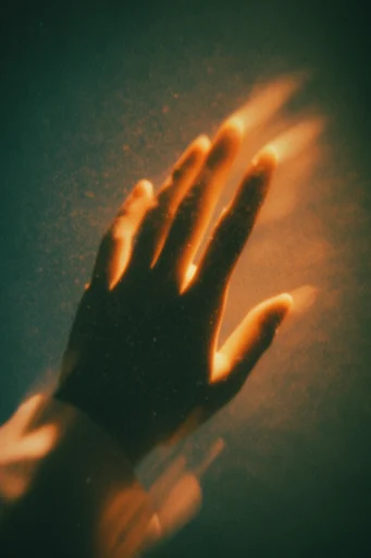 Cinematic Nocturnal Melancholia style reference image — teal and amber lighting