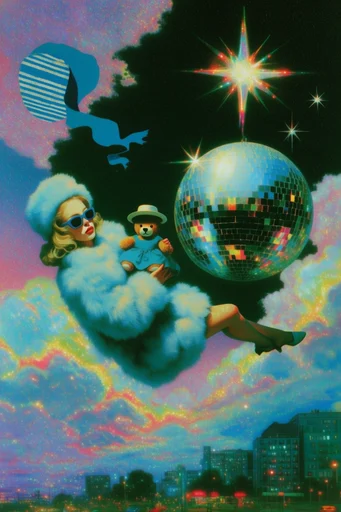 Analog Cosmic Surrealism style reference image — analog film grain