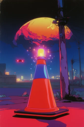 Neon Psychedelic Retro-Noir style reference image — cosmic surrealism