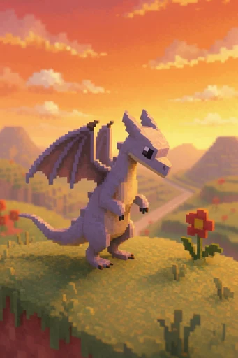 Retro Voxel Sunset style reference image — nostalgic retro game graphics