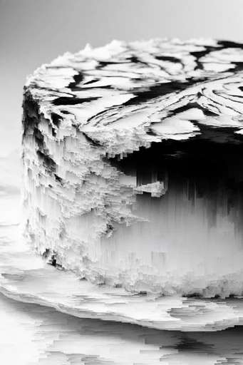 Monochrome Glitch Fragmentation style reference image — fragmented silhouettes