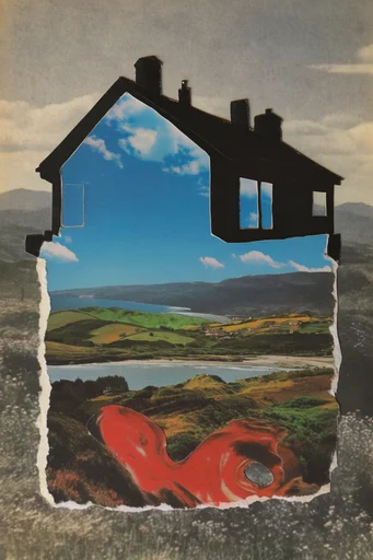 Analog Surrealist Collage style reference image — surreal juxtaposition