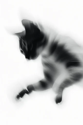 Kinetic Monochrome Minimalism style reference image — heavy film grain