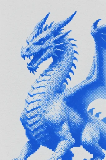 Cobalt Pixel Op-Art style reference image — glitch art aesthetic