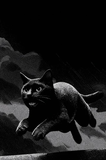 Gritty Dithered Noir style reference image — gritty printmaking