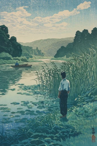 Ethereal Indigo Woodblock moodboard — generate AI images in this style