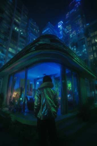 Cinematic Cyber Noir style AI image example 4