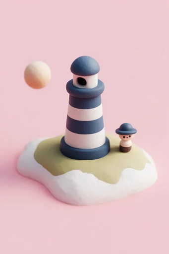 Whimsical Tactile 3D style reference image — vibrant minimalist background