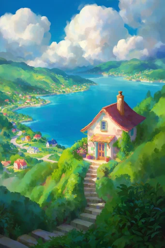 Vibrant Ghibli Fantasy style AI image example 4
