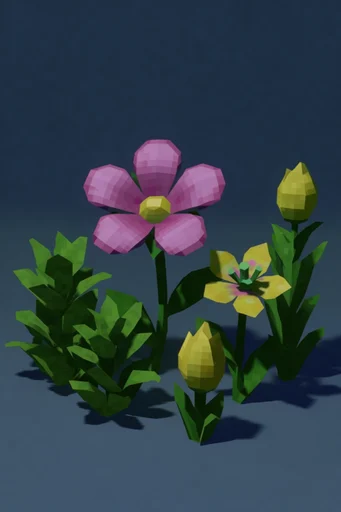 Nostalgic Low-Poly Digital style reference image — sharp faceted geometry