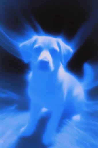 Ethereal Spectral Cyanotype style reference image — lo-fi CRT aesthetic