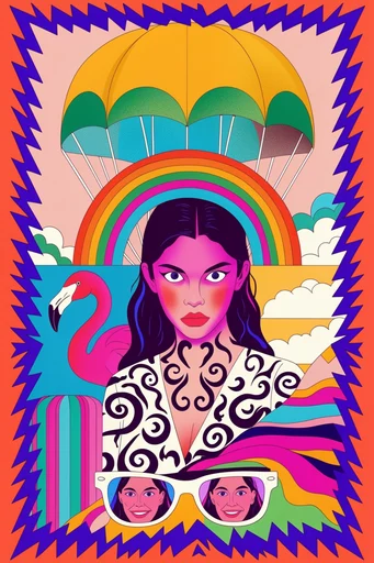 Neon Psychedelic Pop style reference image — retro 70s aesthetic