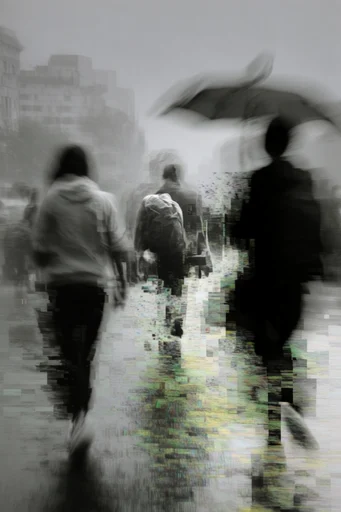 Disintegrated Monochrome Glitch style reference image — chromatic aberration