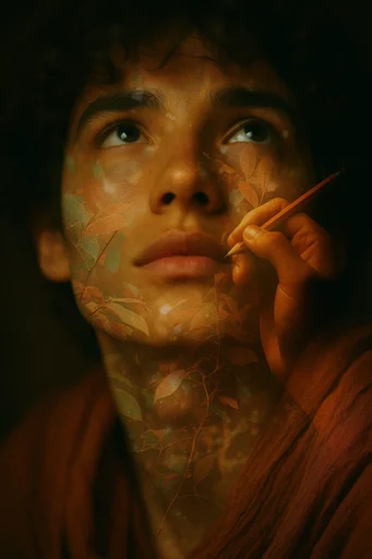 Ethereal Layered Introspection style reference image — fluid liquid distortion