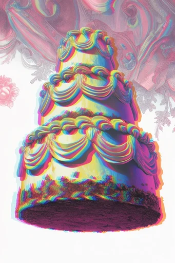 Neon Glitch Engraving style reference image — neon cyan and magenta