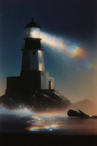 Luminous Retro Surrealism style reference image — deep cobalt night sky