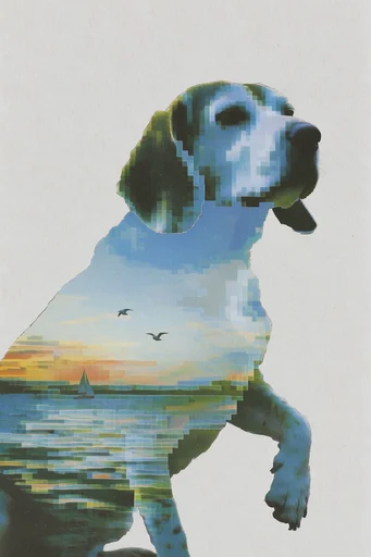 Digital Modernist Collage style reference image — lo-fi digital artifacts