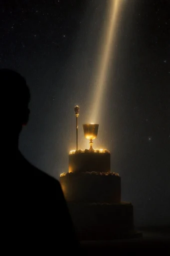 Celestial Chiaroscuro Mysticism style reference image — golden bioluminescence