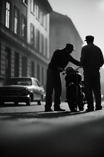 Atmospheric Monochrome Noir style reference image — high-contrast monochrome