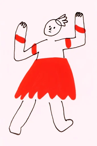 Minimalist Red Ink Whimsy moodboard — generate AI images in this style