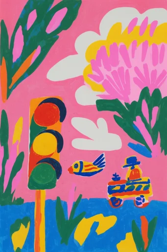 Vibrant Fauvist Folk style reference image — fauvism color palette