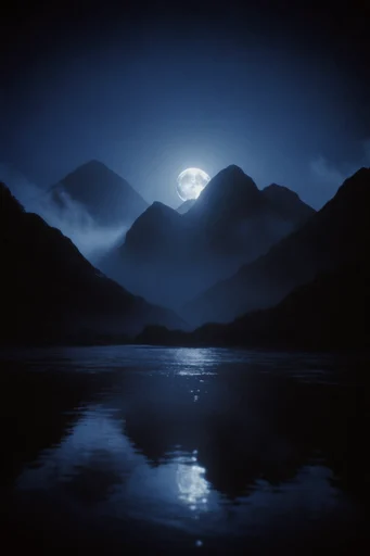 Cinematic Nocturnal Cyan style reference image — deep indigo and cyan palette