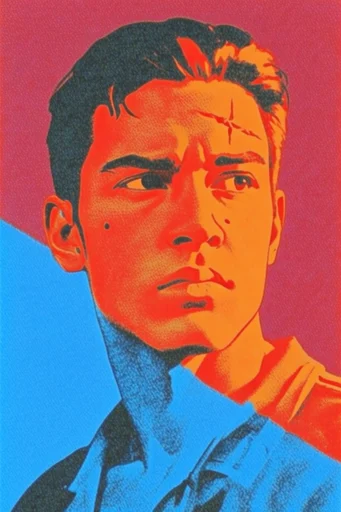 Textured Retro Graphic Pop style reference image — distressed ink grain