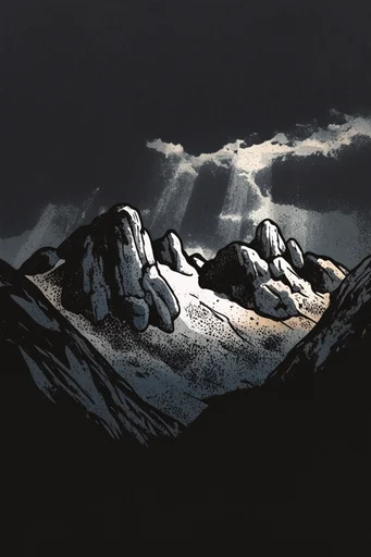 Gritty Chiaroscuro Noir style reference image — high-contrast monochrome