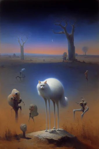 Cosmic Twilight Surrealism style reference image — chiaroscuro lighting