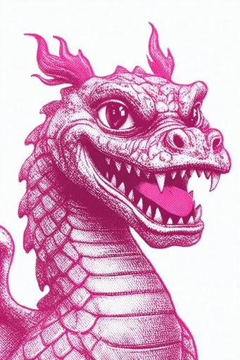 Monochromatic Magenta Engraving style reference image — vintage print aesthetic