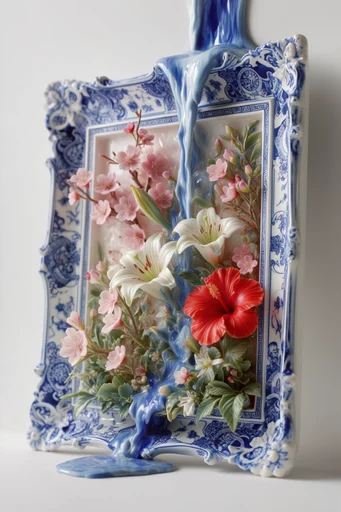 Surreal Delftware Fluidity style reference image — surreal fluid dynamics