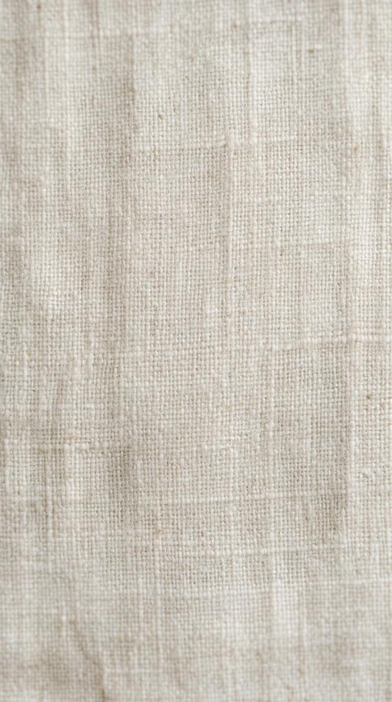 close-up macro photography of light beige linen fabric, woven textile surface, flat and even lighting, prominent crisscrossing threads, natural organic fibers, subtle variations in off-white and cream tones, rustic material, continuous edge-to-edge texture, minimalist composition, soft diffuse illumination, highly detailed macro shot, unbleached cotton blend