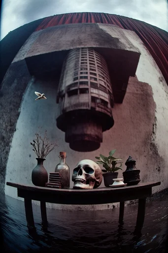 Gritty Cinematic Brutalism style reference image — analog film grain