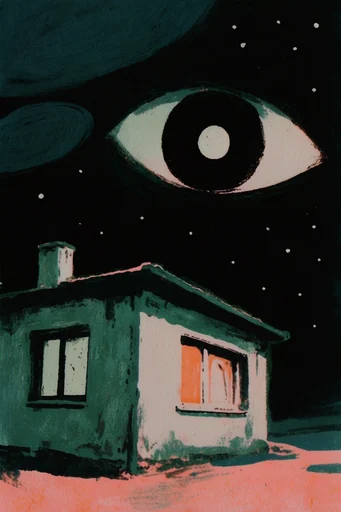 Hypnotic Linocut Nocturne style AI image example 4