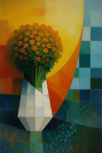 Geometric Modernist Synthesis style reference image — hard-edge composition