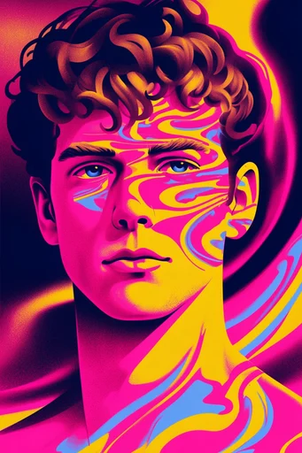 Psychedelic Thermal Grain style reference image — retro-futuristic surrealism