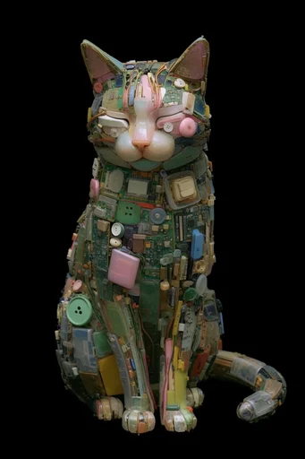 Translucent Cyber-Organic Assemblage style reference image — studio lighting