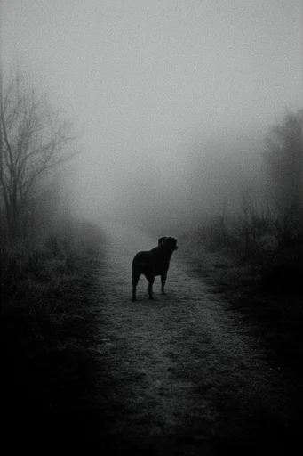 Monochrome Atmospheric Minimalism style reference image — analog noise