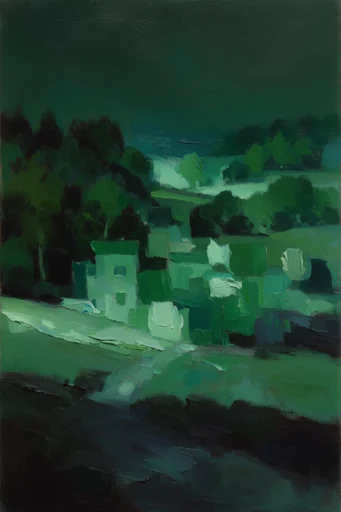 Nocturnal Impasto Expressionism style AI image example 2