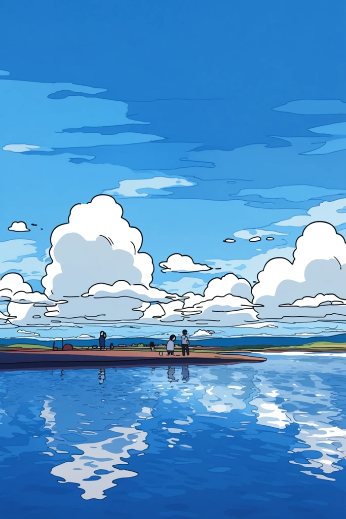 Minimalist Blue Nostalgia style AI image example 2