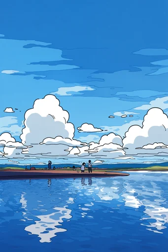 Minimalist Blue Nostalgia style reference image — bold ink outlines
